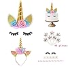 Eenhoorn-taartdecoratie, eenhoorn-toppers, taarttopper, verjaardagsaccessoires, haarband + 48 stuks cupcake-toppers…