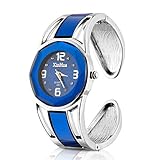 ELEOPTION Bracelet Design Quartz Watch with Rhinestone Dial Stainless Steel Band Free women's Watch Box (XINHUA-Jewelry Blue)