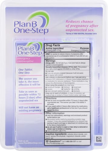 PLAN B ONE-STEP EMERGENCY CONTRACEPTIVE, 1.5 MG (1 TABLET)