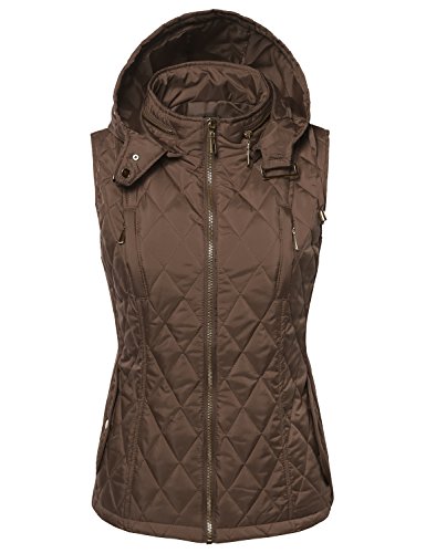 Made by Emma Quilted Zip Up Vest With Detachable Hood Mocha L