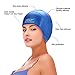 Cover Ears Swim Caps for Long Hair 100% Silicone Swimming Hat for Unisex Adult Kids Reduce Water Intake Makes Your Hair Clean (Blue)