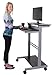 Stand Up Desk Store Rolling Adjustable Height Two Tier Standing Desk Computer Workstation (Silver Frame/Dark Walnut Top, 32