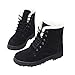 NOT100 Womens Snow Boots for Winter Ankle Boots Combat Walking Shoes Booties Black Vegan Size 7.5 7 1/2 Wide