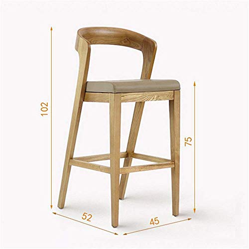XUSHEN-HU Küche Frühstück Bar Massivholzhocker mit Rückenlehne Leder Sitz Dining Chair (Farbe: Holz, Größe: 52 * 45… – Bild 3