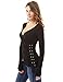 PattyBoutik Women Long Sleeve V Neck Lace Up Blouse (Black Small)