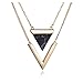 Defiro Layered Triangle Stone Necklace Marble Pendant V Shape Chain Women Jewelry Gold Tone