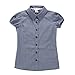 Bienzoe Big Girl's School Uniforms Oxford Short Puff Sleeve Blouse