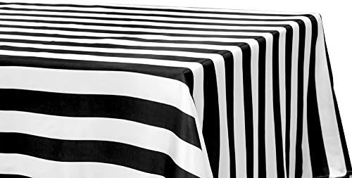 Stripe Satin Rectangular Tablecloth 90"x132" - Black &amp; White, 1 Pk