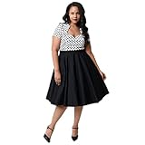 Kilolone Women's Plus Size 50s Vintage Classic Pinup Rockabilly Swing Dress