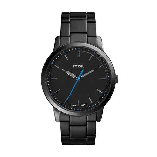 Fossil Men's Minimalist Quartz Stainless Steel and Leather Three-Hand Watch
