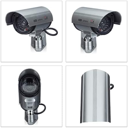 Câmara de Vigilância de Parede Falsa com LED, Alimentada a Pilhas, Segurança, Plástico, 1 Unidade, 11 x 31,5 x 8,5 cm, Prateada