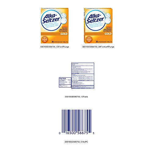 AlkaSeltzer Gold Tablets NonAspirin, 36 Count Box by AlkaSeltzer
