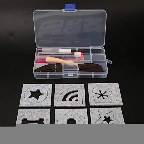 Bicaquu DIY Handcraft Wool Felting Tool Set Needle Felting Craft with 6 Mold Scissors Awl Tool Kits