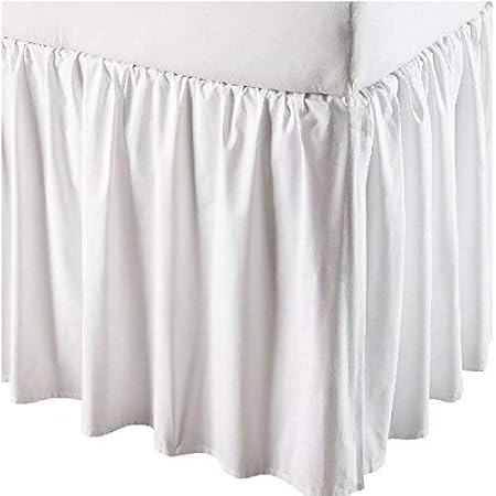 Scala 750-Tc Egyptian Cotton 1-Pc Split Corner Ruffle Bed Skirt Solid White Olympic Queen (66-Inch X 80-Inch), Drop Length 22-Inch