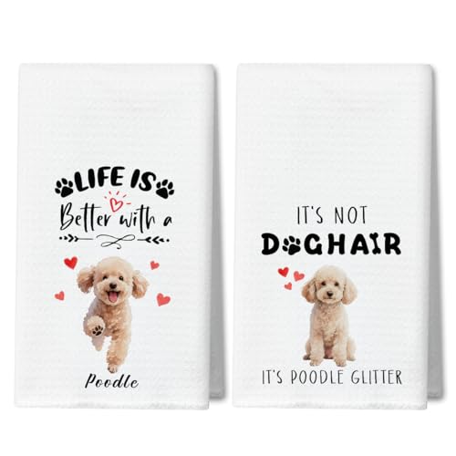WwongxianB Poodle Kitchen Towels Decorative Set of 2, Funny Tea Towel Hand Towels Highly Absorbent Soft Dish Cloths 16x24 Inches, Bathroom Dining Room Decor, Poodle Gifts for Dog Lovers -11 at Amazon