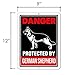Honey Dew Gifts, Danger Protected German Shepherd, Beware of Dog Metal Sign, 9 Inch by 12 Inch, Yard Sign, HDG-1070
