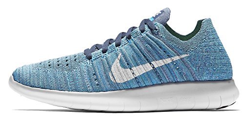Nike Women's Free Running Motion Flyknit Shoes, Ocean Fog/White-BL GLW-Hyper JD - 9 B(M) US