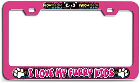 Lovable Petz - I LOVE MY FURRY KIDS Pn Steel License Plate Frame - 3D Design License Tag Holder
