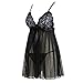 Women's Lace Sexy Lingerie Plus Size Babydoll Lace Chemise Sleepwear and Panty Black (2XL)