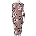 Teresamoon Floral Print Dress Women Autumn Winter Casual Long Sleeve Dress (Coffee, L)