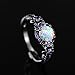 OPALTOP Black Gun Plated White Fire Opal Rings Created Amethyst Promise Engagement Rings Band for Women Girls (Size 5-10)