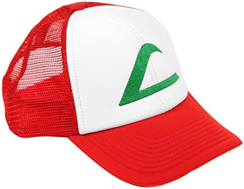Ash Ketchum Cosplay Hat Mesh Cap w/Plastic Snap Closure - Adult Size