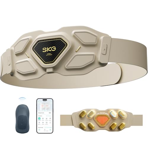 SKG W9 Ultra 2.0 Lower Back Massager for Strain Relief Deep Tissue FSA | HSA Adjustable Cordless Heating Pad Infrared Vibrating Back Massager with Titanium Massage Head