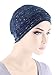 Soft Comfy Chemo Cap and Sleep Turban, Hat Liner for Cancer in Heather Navy Blue