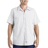 Dickies Occupational Workwear LS535WCS 2XLT Polyester/ Cotton Men's Short Sleeve Industrial Work Shirt, 2X-Large Tall, White and Charcoal Stripe