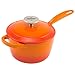 Zelancio Enameled 2-Quart Cast Iron Sauce Pan, Pot with Lid. Perfect as a Bean Pot, Spaghetti Sauce Pot, Barbecue Sauce Pot, or Pasta Sauce Pot, Tangerine Orange