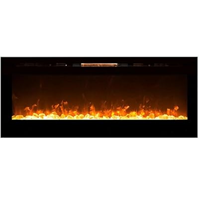 Alpine 60 Inch Crystal Built-In Recessed Wall Mounted Electric Fireplace