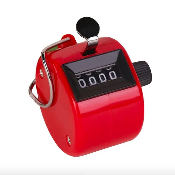 Replax Counter Tally 4 Digit RED Hand Held Clicker for Palm Golf People Counting