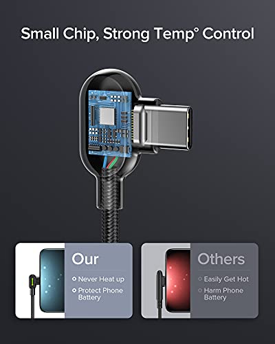 [3 Pack] USB C Cable, Mcdodo 90 Degree 3.1A QC3.0 Fast Charging Type C Cable, (0.5m+1.2m+3m) Braided Nylon Data Cord USB-C Charger for Samsung Galaxy S21 S20 S10 Note 20 10 Huawei Google Xiaomi etc.