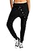 BAISHENGGT Women's Drop Crotch Hip Hop Jogger Harem Pants Large Solid Black