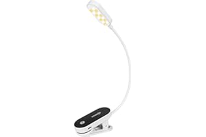 VAVOFO Rechargeable Book Light, 14 LEDs Eye Care Clip On Amber Reading Light for Bookworms Reading in Bed with 9 Colors 9 Brightness (White-Black)