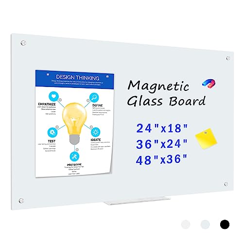 QUEENLINK Glass Whiteboard, 36 x 24 Inches Glass Dry Erase
