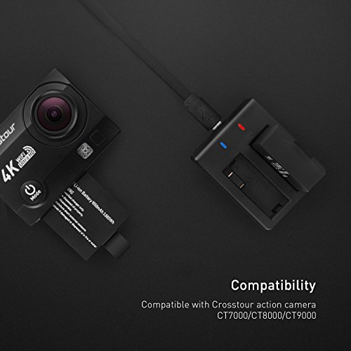 Crosstour Action Camera Battery Dual Rechargeable 1350mAh Batteries