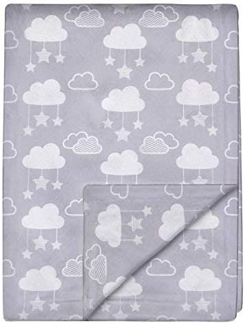 Minky Baby Blanket 30" x 40" - Stars and Clouds - Soft Swaddle Blanket for Newborns and Toddlers - Best for Boys or Girls Crib Bedding, Nursery - Plush Double Layer Fleece Fabric
