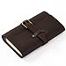 Small Classic Leather Journal Notebook Refillable with Strap Buckle Loose Leaf Binder Handmade Lined Craft Paper A6 with Gift Box (Dark brown)