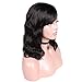 WIGER Human Hair Wigs Natural Wave Wigs with Bangs Short Wavy Wig Natural Black Color Virgin Human Hair Wigs for Women