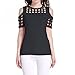 Tulucky Women's Cold Shoulder Hollow Out Tee Shirts Short Sleeve Casual Tops