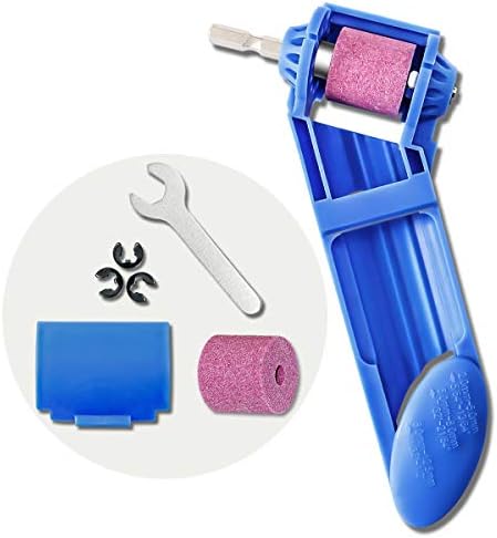 Portable Diamond Drill Bit Sharpening Tool Corundum Grinding Wheel for Iron-based Drill Bits Fit Width Range 2-12.5mm, Include one Extra Corundum Grinding Wheel and Wrench (Blue)
