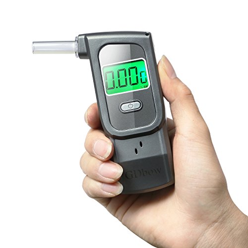 GDbow Breathalyzer Portable Alcohol Tester Recording Recent 32 Results with 5 Mouthpieces -Grey