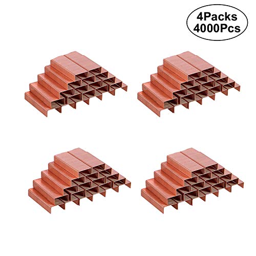 Alsisk 24/6 Staples 12mm Width 4 Boxes-4000, Rose Gold