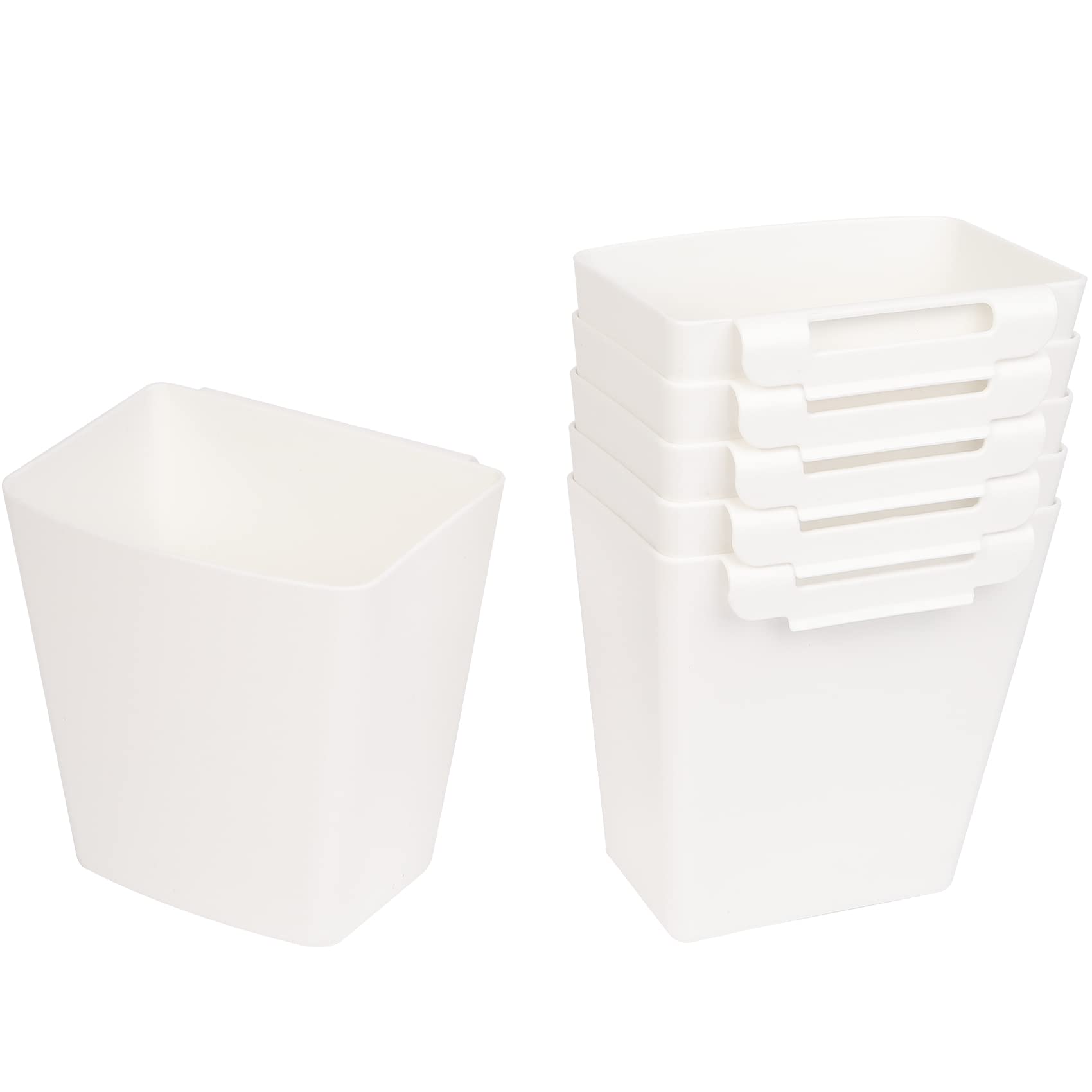 AYVANBER 6 Pack Hanging Cup Holder for Rolling cart Accessories Hooks Little Hanging Buckets Hanging Storage Bins Craft Supplies for Rolling Utility Cart Slim Storage Cart (White)