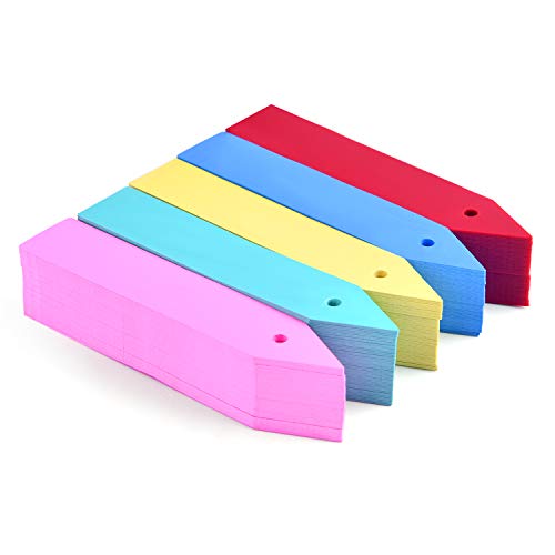 Coopay 250 Pieces Plant Labels Plastic Waterproof Garden Plant Tags Nursery Garden Labels Markers Plant Stakes, 10 X 2 cm (Blue, Green, Red, Pink, Yellow)