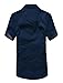 Allegra K Men Short Sleeves Button Down Shirt w Pocket Navy Blue M