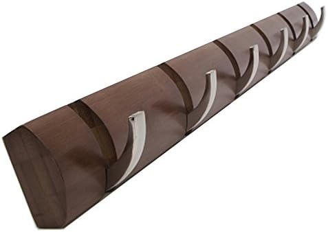Bamboo Flip Hook Multiple Wall Mounted Rack Wall Coat Hat Rack Towel Hanger Holder (6 Hook, Brown Color)