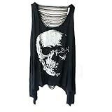 Iwoo Skull Head Pattern Hollow Back Women Tank Tops