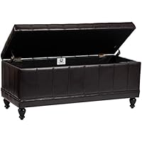 First Hill Girard Storage Bench with Faux-Leather Upholstery, Midnight Bark